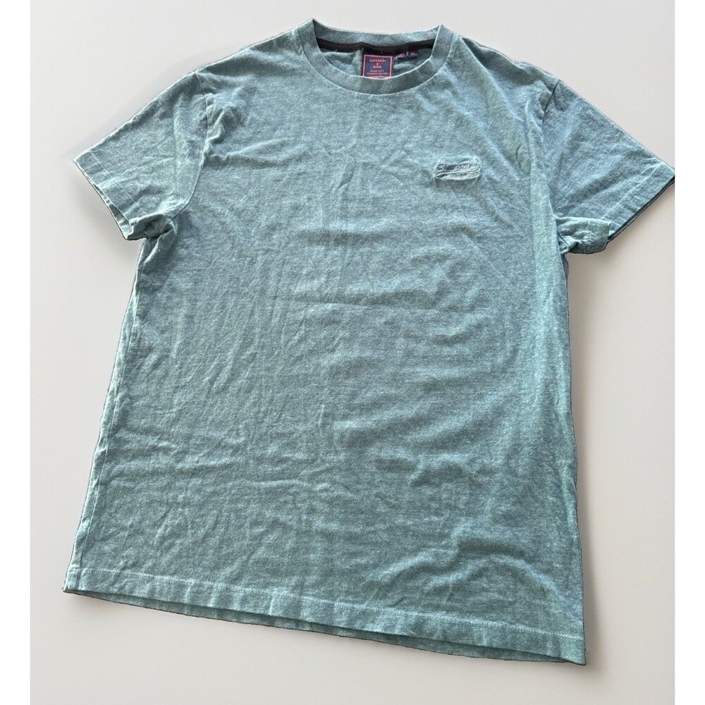 Men Superdry Crew Neck Tee T-shirt Top Short Sleeve Apparel Pullover Blue XL